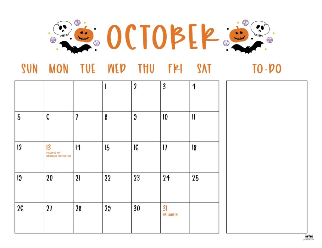 October November Printable Calendar