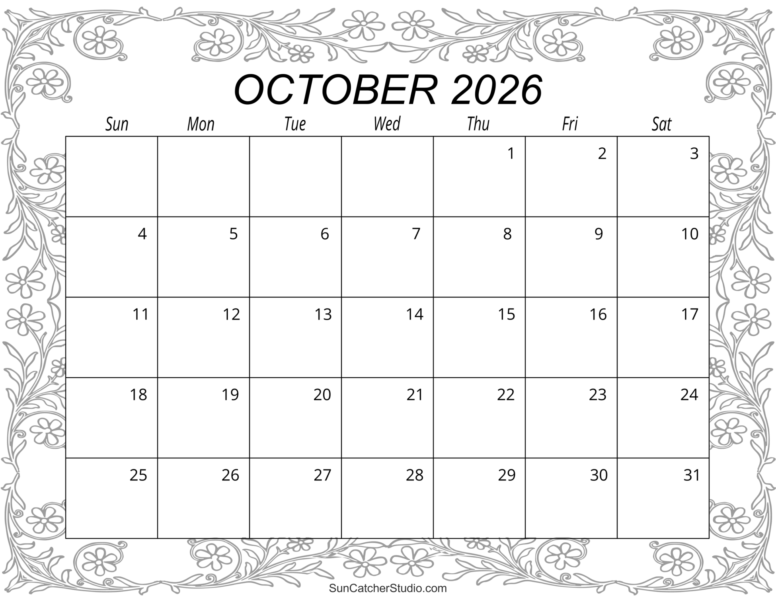 Printable Calendar October 2026 November 2026
