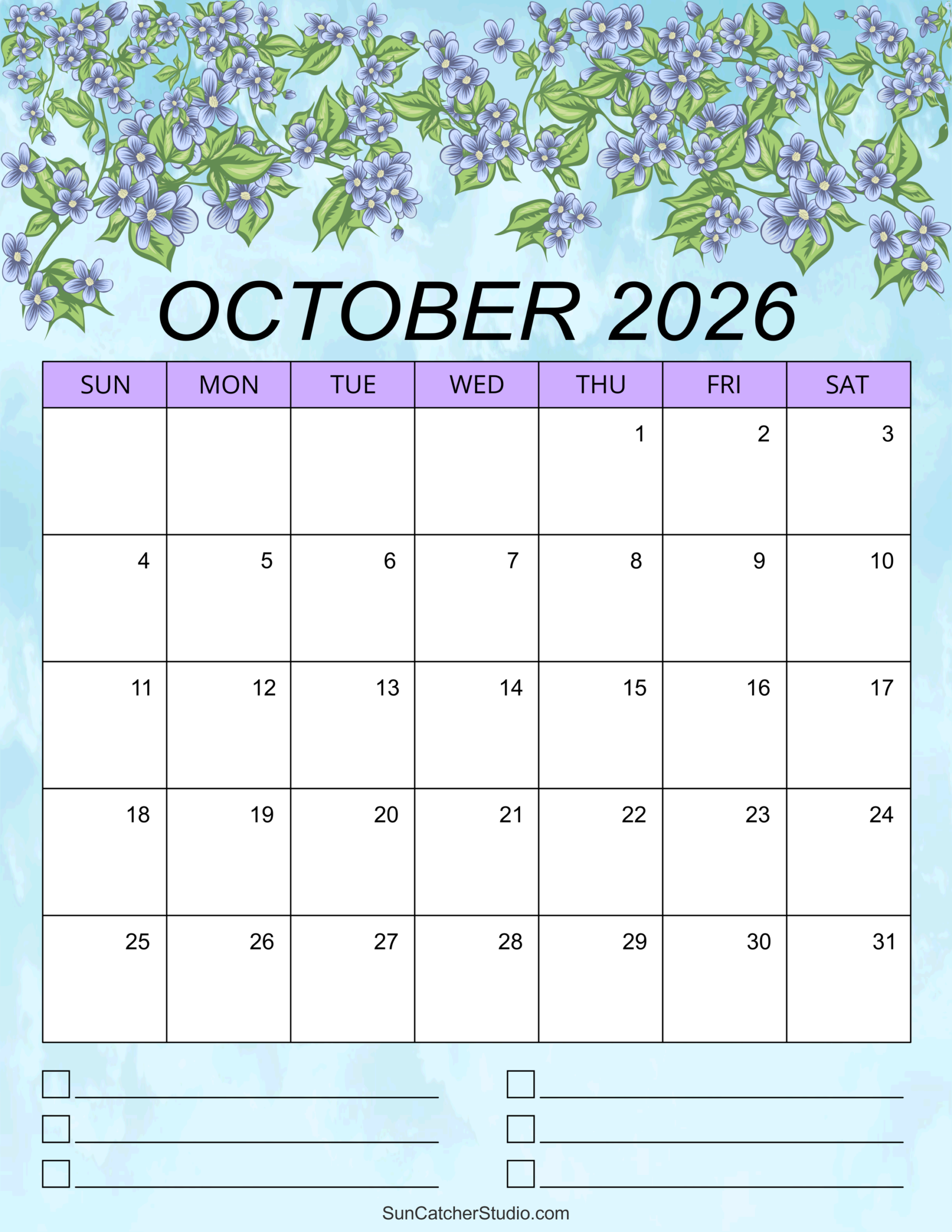 Calendar October November 2026 Printable