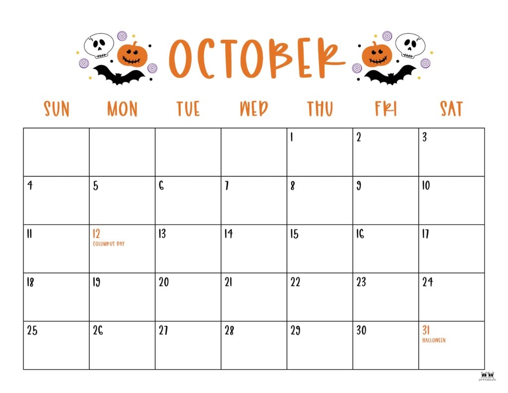 October 2026 Calendars 150 FREE Printables Printabulls