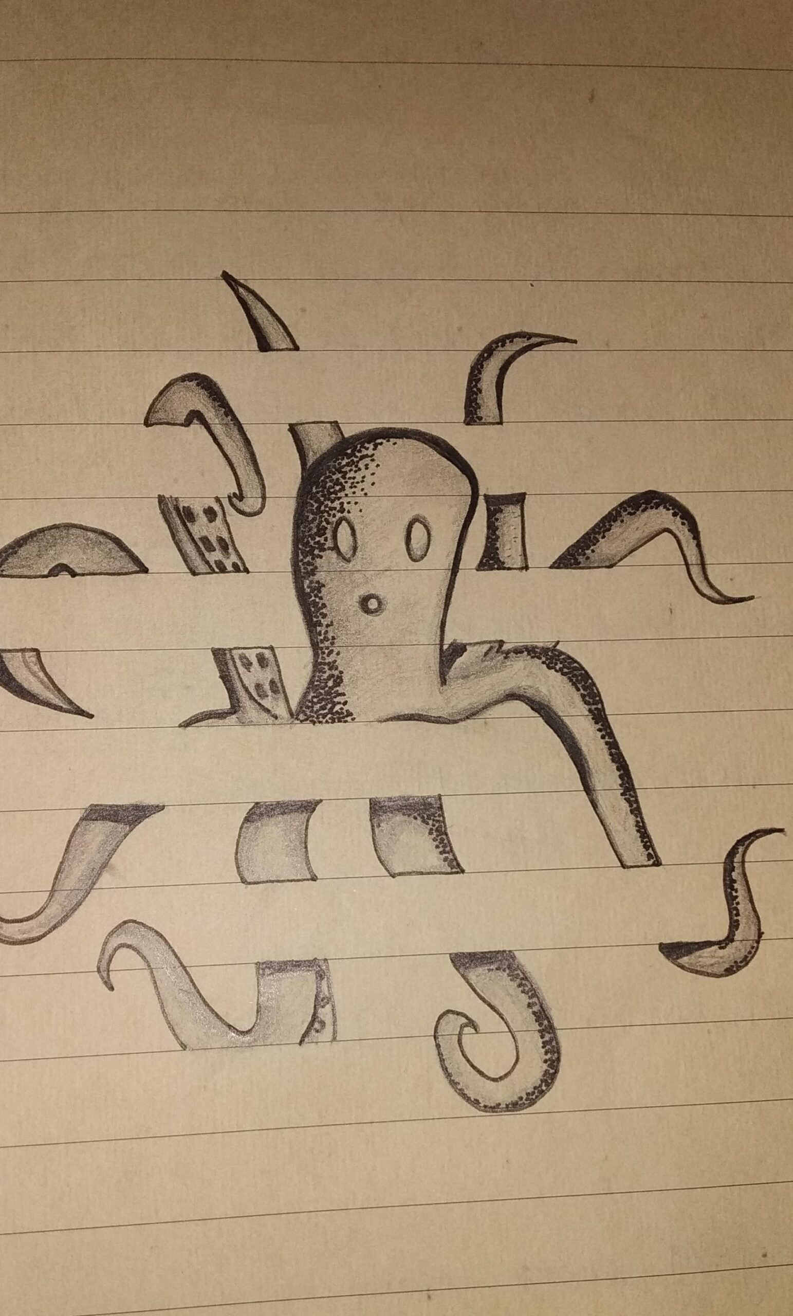 Octopus Drawing In Lined Notebook R drawing