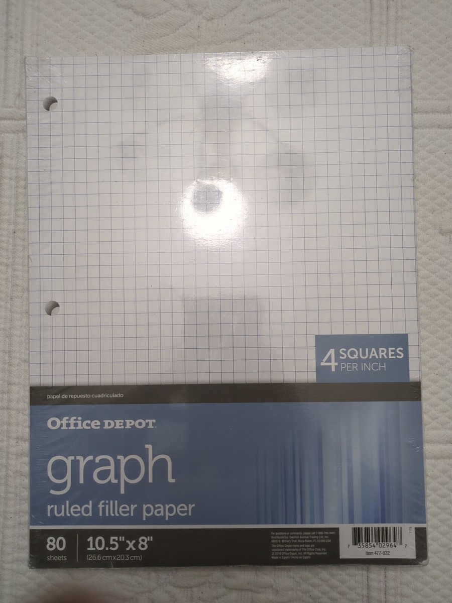 Office Depot Graph Ruled Filler Paper 80 Sheets 4 Squares Per 