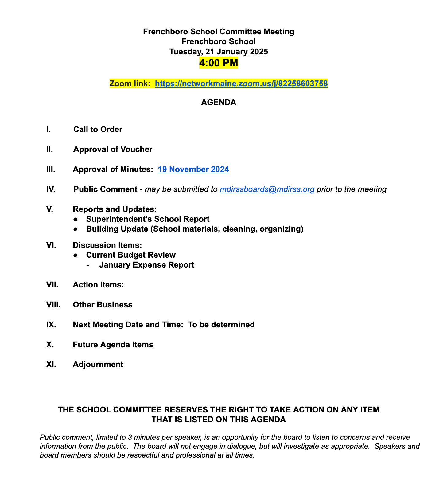 ON THE AGENDA Town amp School Meetings This Week 