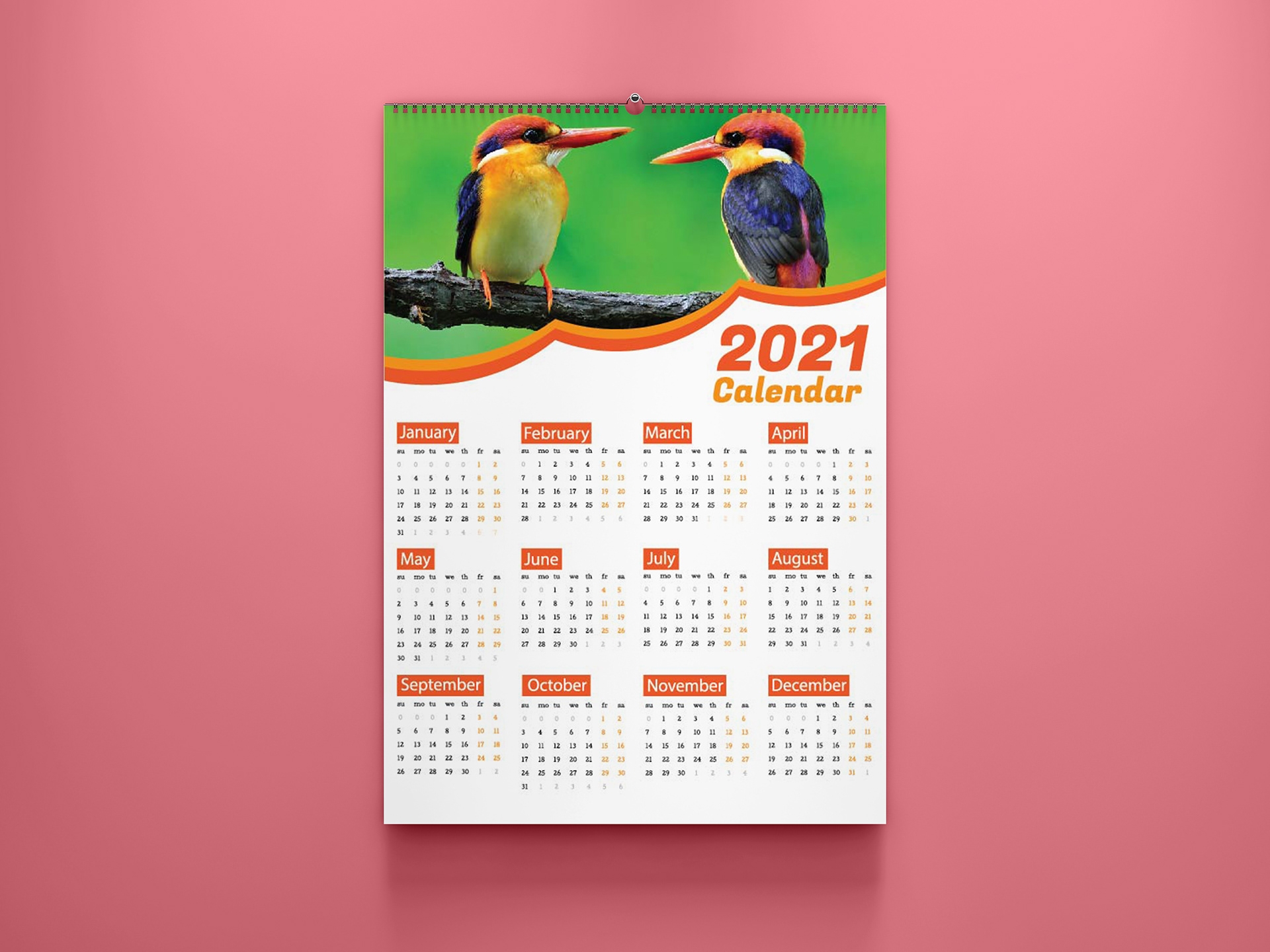 Orange Color Creative Wall Calendar Design For 2021 36 Images 