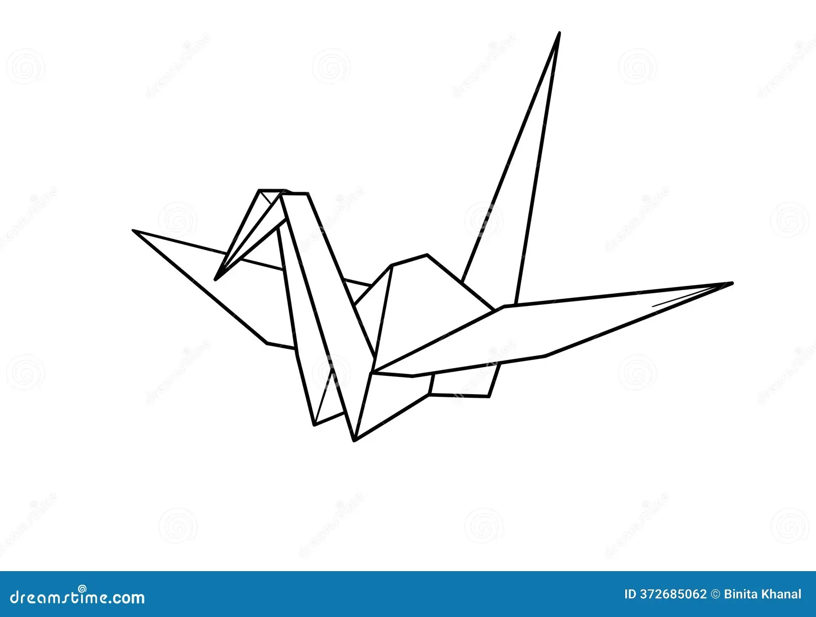 Origami Crane Outline Clip Art Stock Vector Illustration Of 