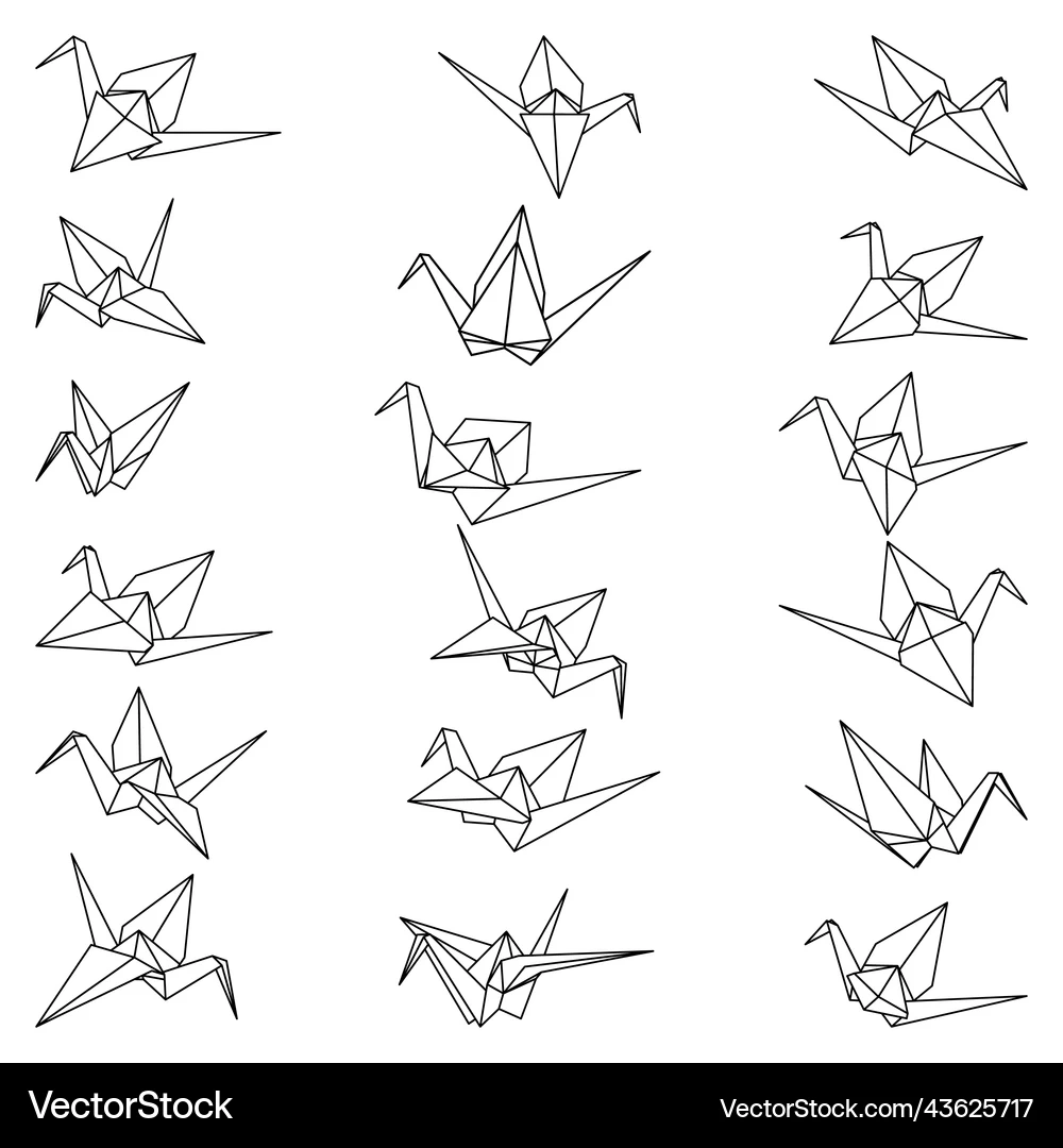 Paper Crane Line Drawing
