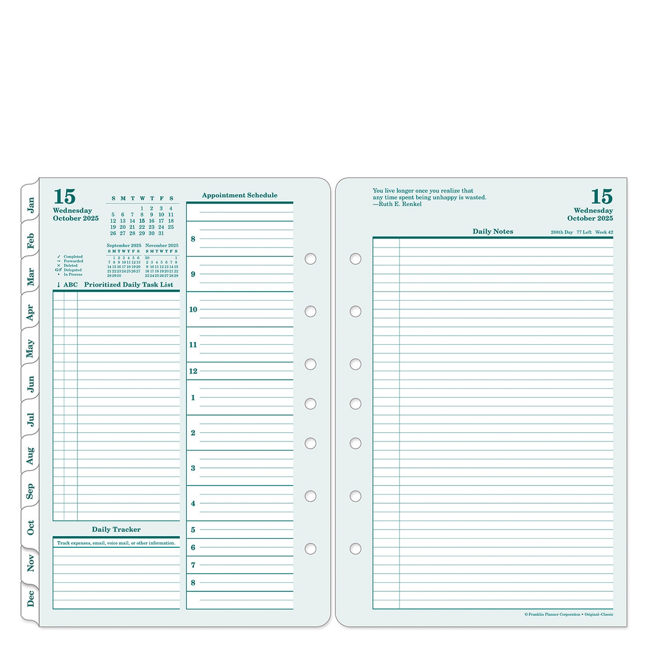 Original Two Page Per Day Ring bound Planner Franklin Planner