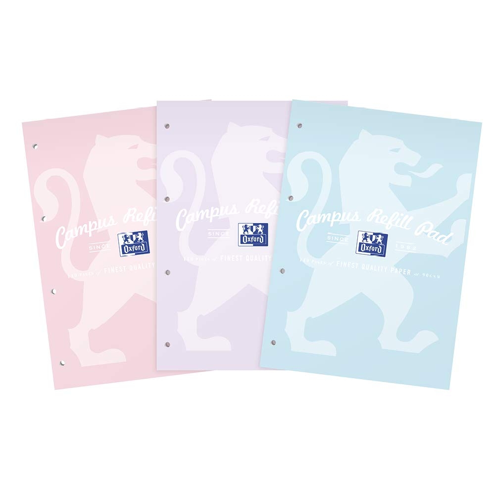 Oxford Campus A4 Ruled Paper Refill Pad 140 Pages Pastel Colours 