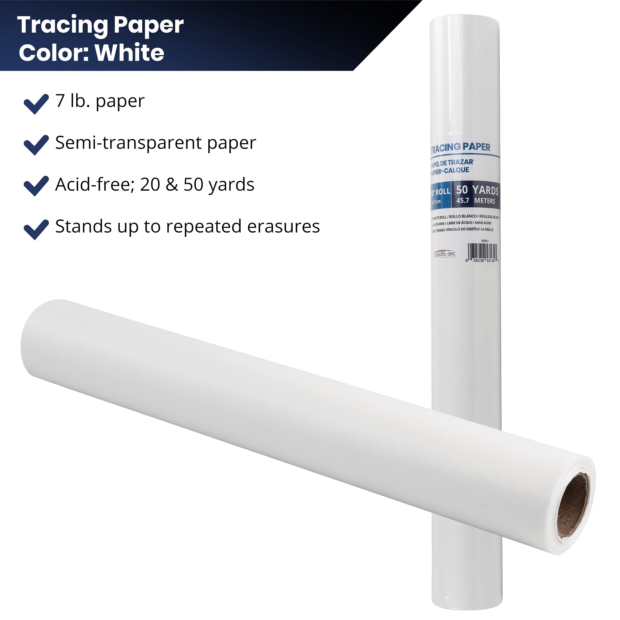 Pacific Arc White Tracing Paper Roll 18 X 20m Roll Amazon de 