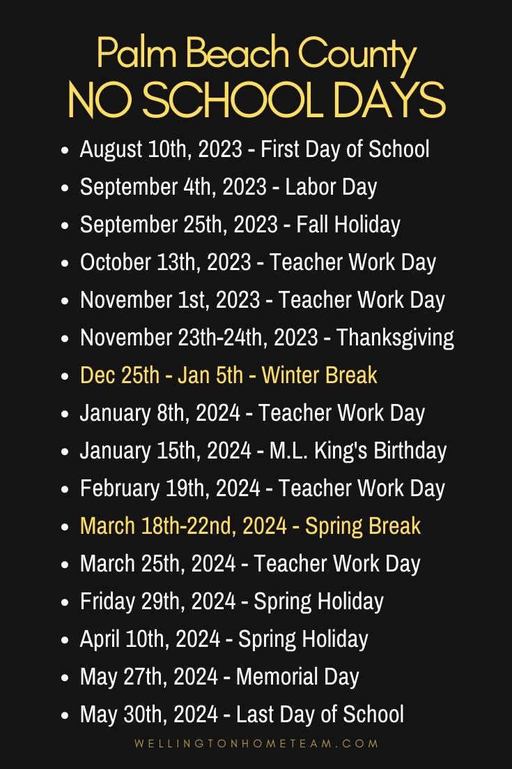 Palm Beach County School Calendar 2023 2024