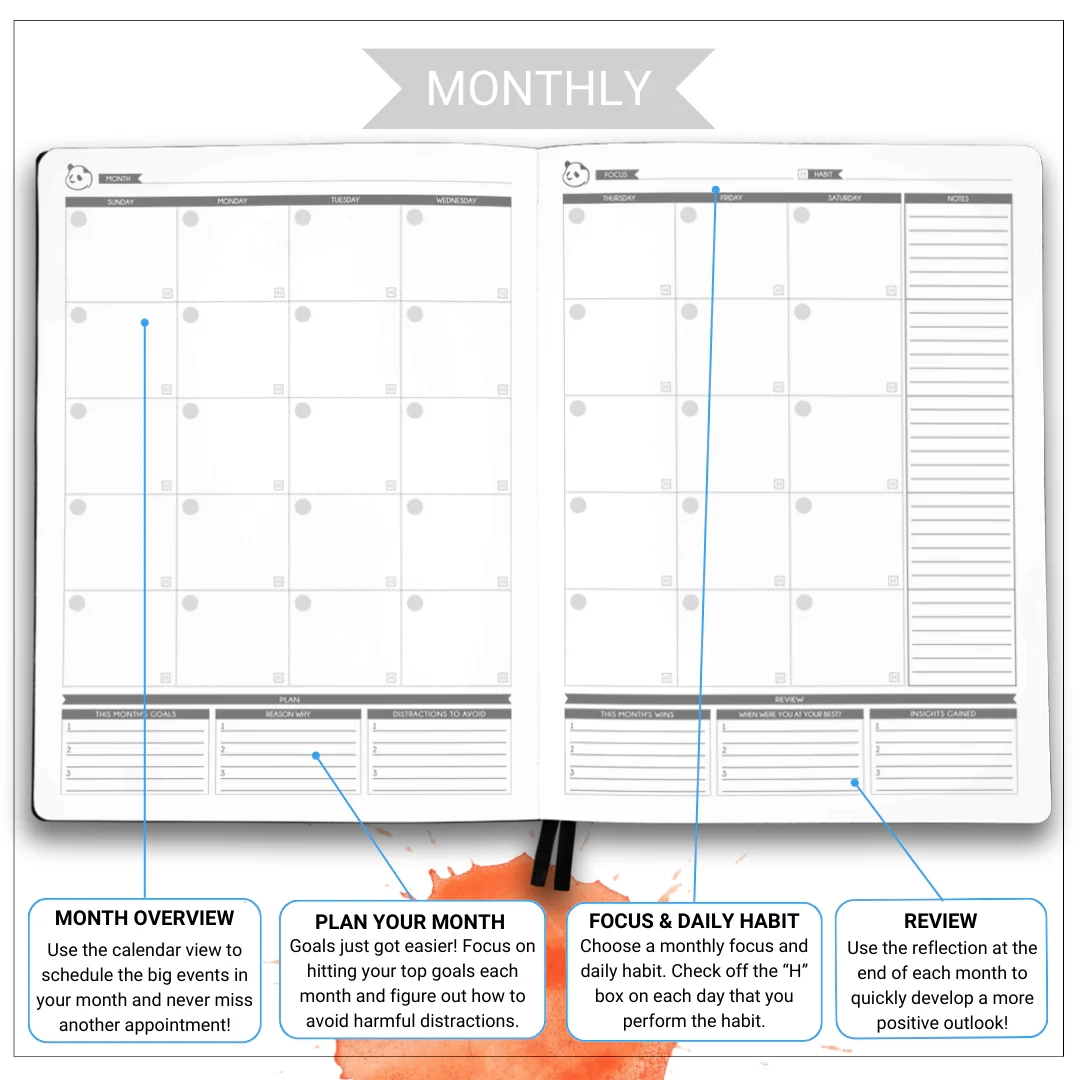 Panda Planner Pro Undated 6 Month Pro Planner For Goals 