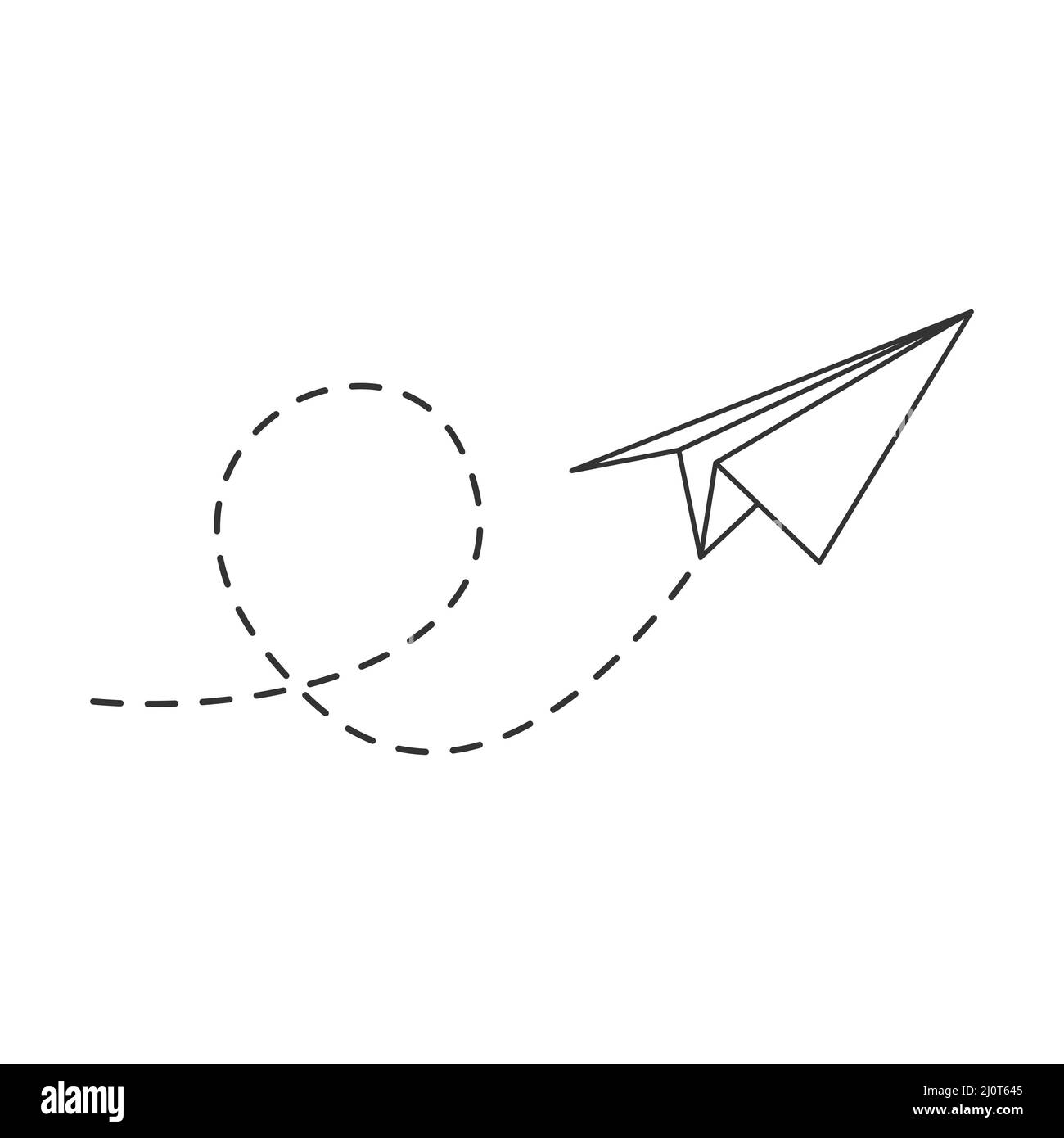 Paper Airplane With Line Dotted Route Sending Message Linear Fold 