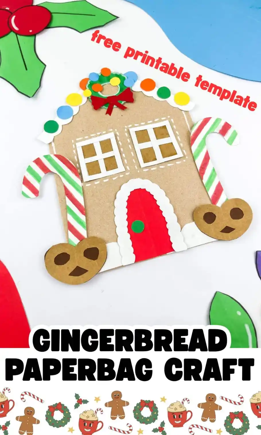 Paper Bag Gingerbread House Craft For Kids With Free Printable 