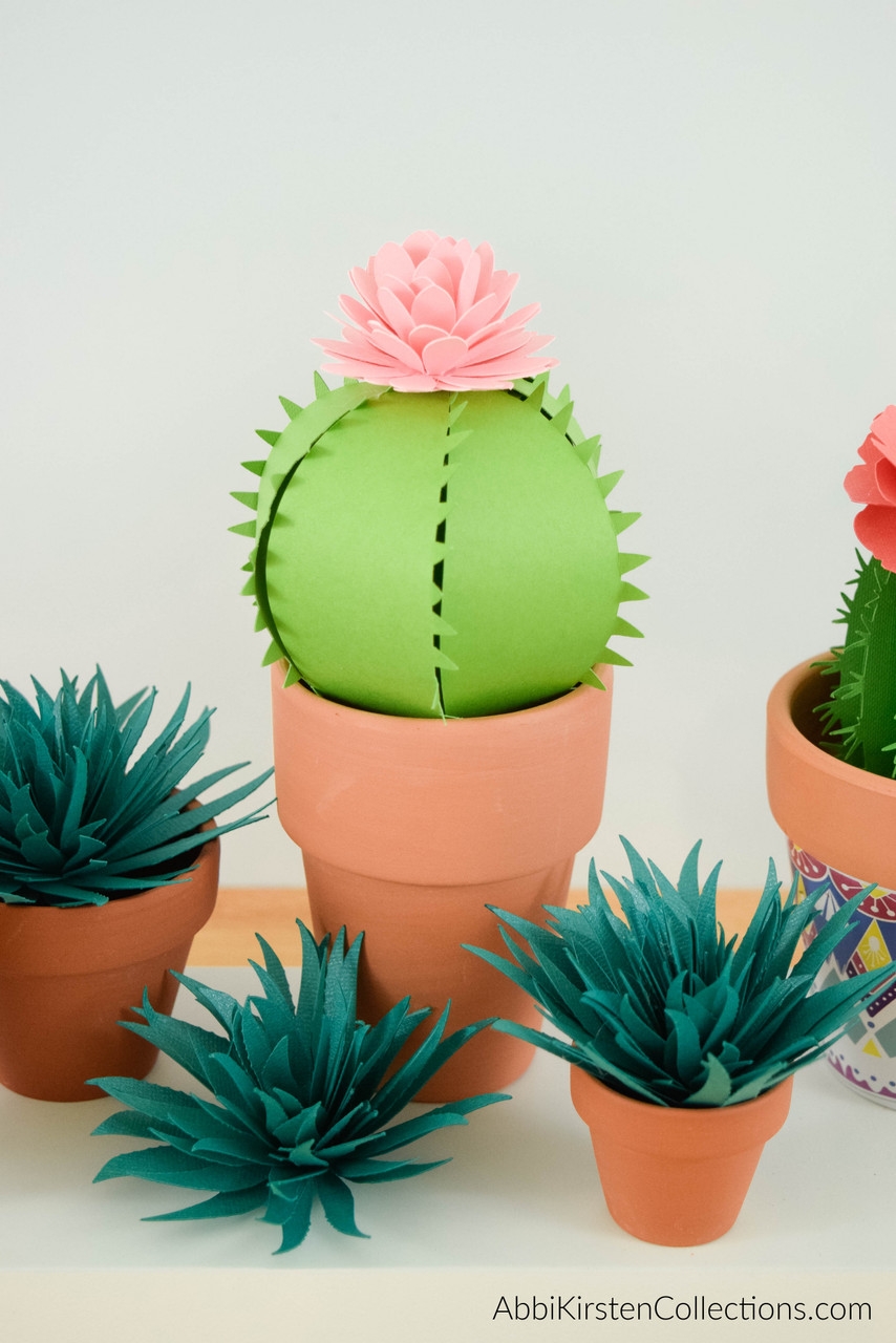 Paper Cactus Templates Prickly Pear Ferocactus And Aloe Vera