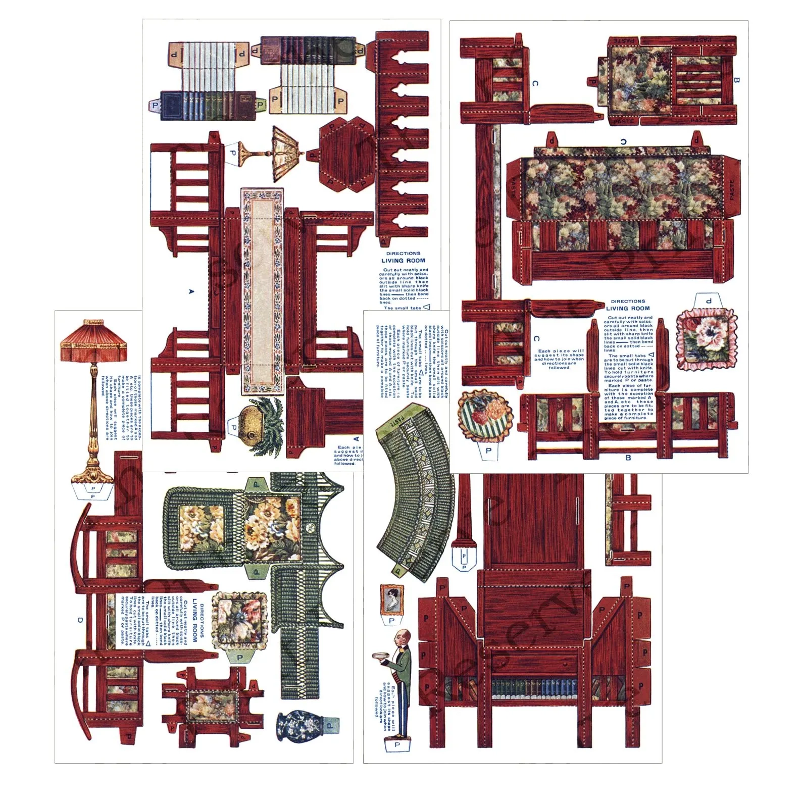Paper Doll House Furniture 1920s Arts And Crafts Living Room 