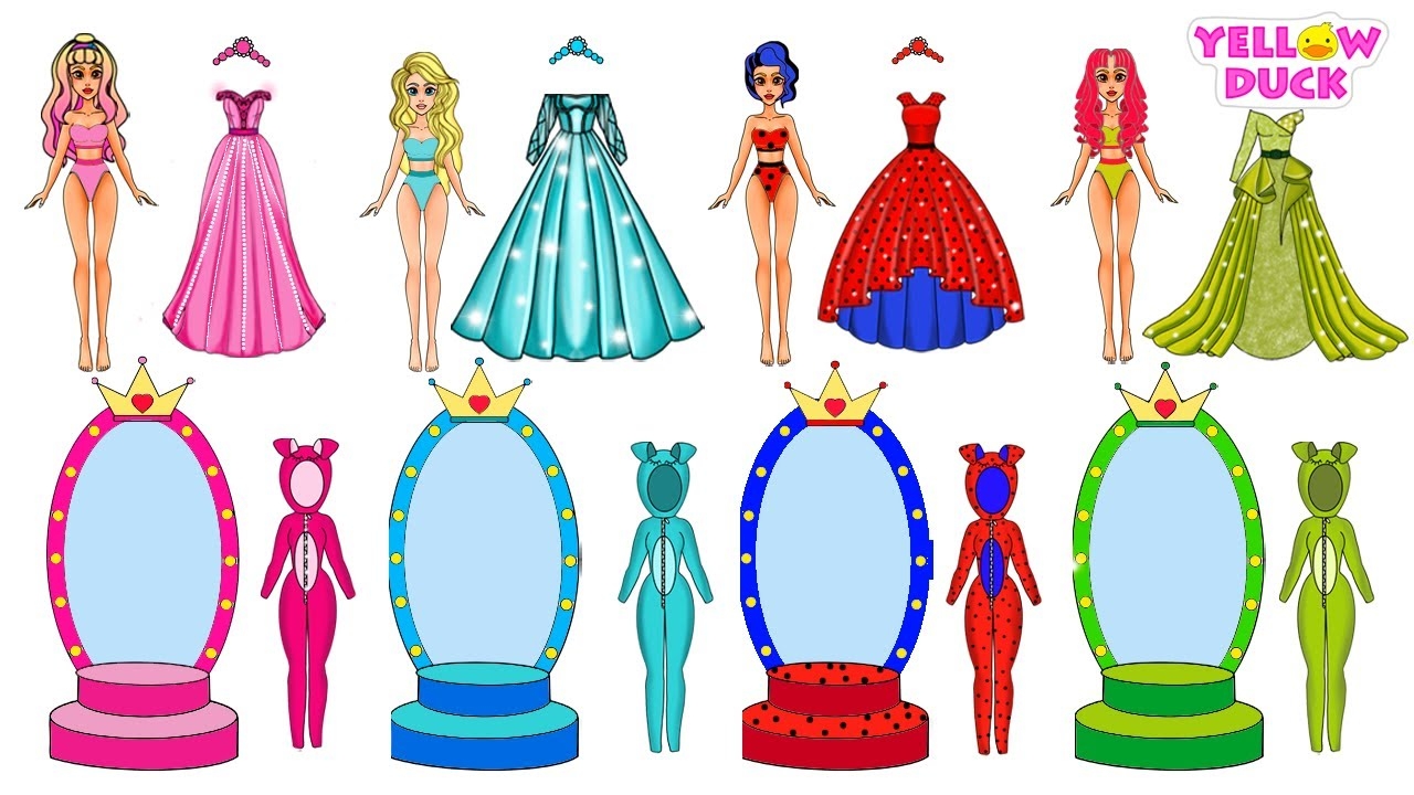 Paper Dolls Dress Up Costumes Rapunzel Princess How To Draw