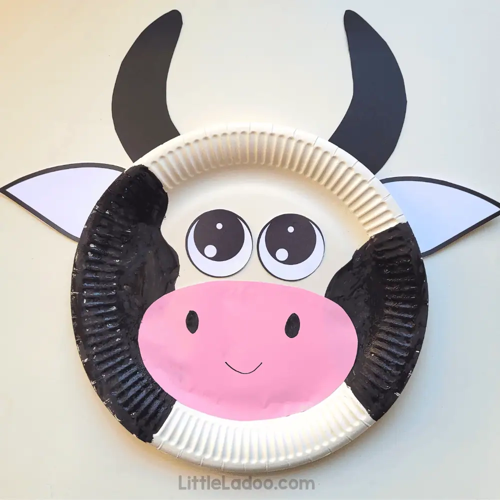 Paper Plate Cow Craft Free Template 