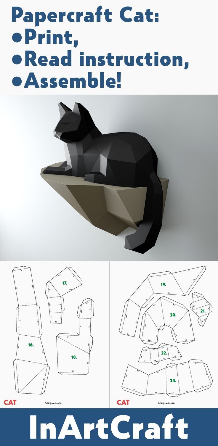 Papercraft Cat On A Rock Wall Construction 3D Paper Craft 