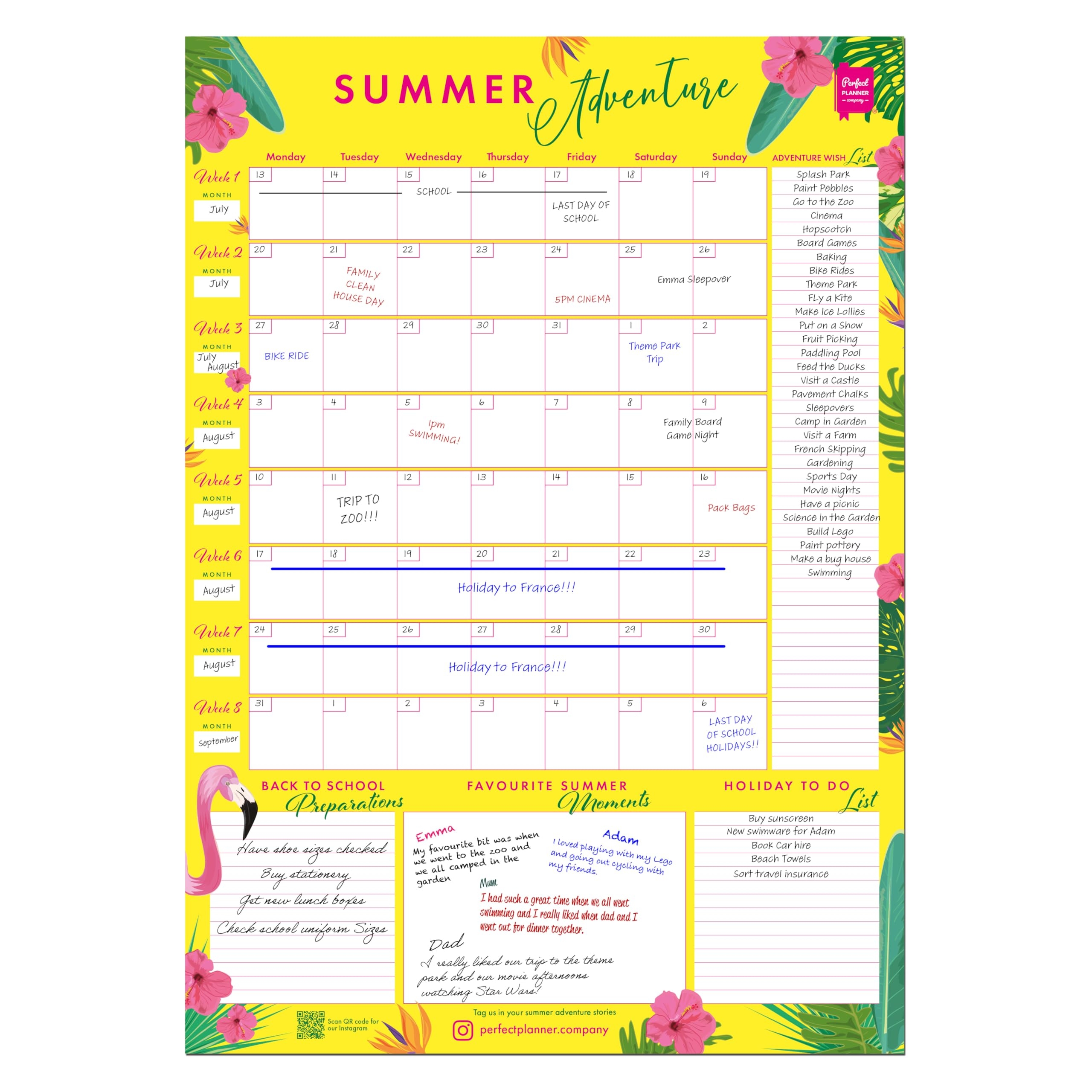 Perfect Planner Company Summer Adventure Wall Planner 50cm X 