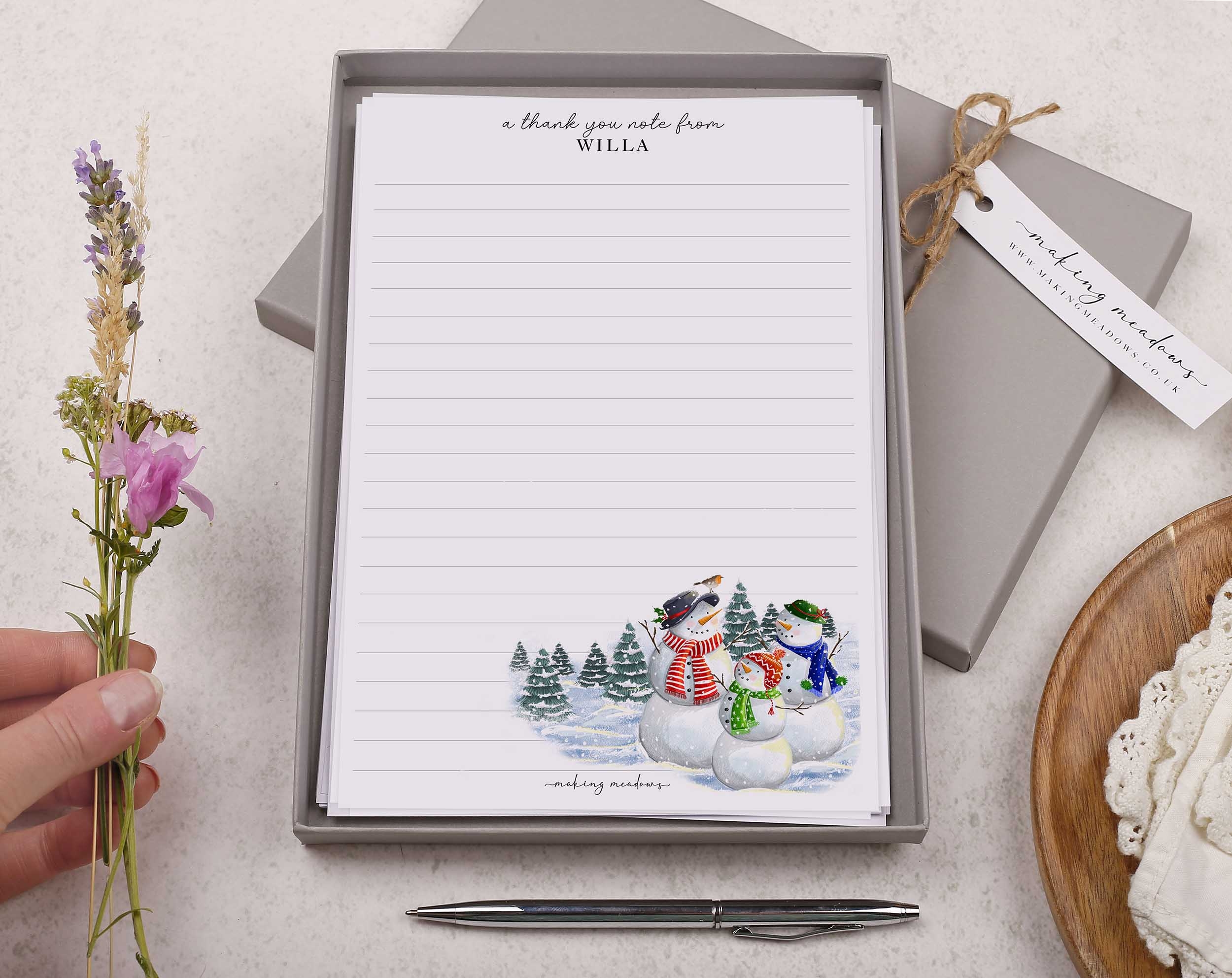 Snowman Lined Writing Paper