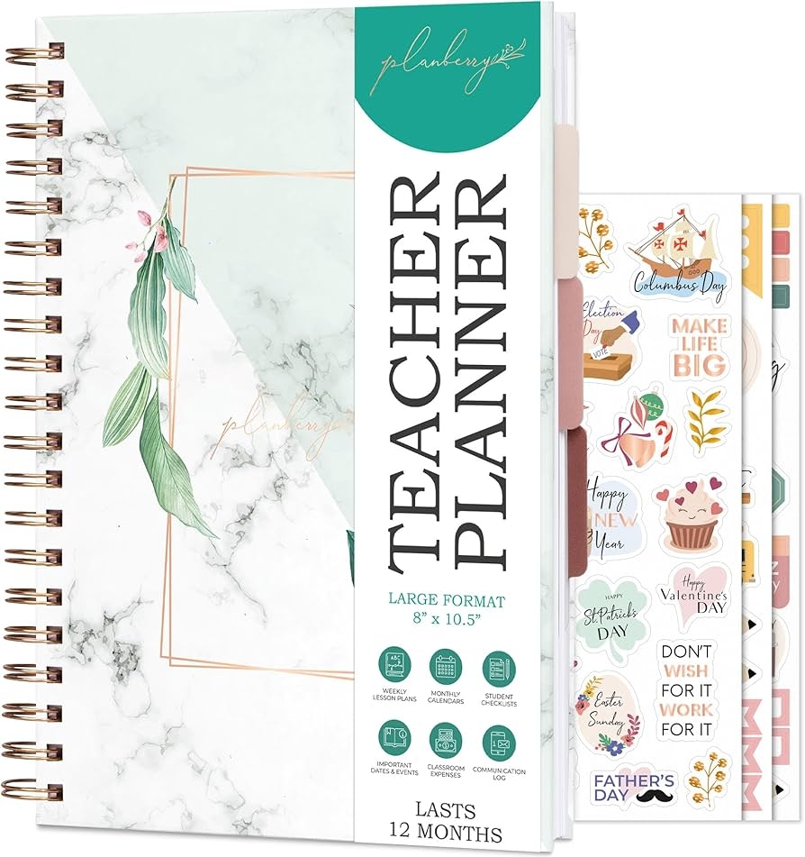 PLANBERRY Teacher Planner Undated School Year Planner Book For 