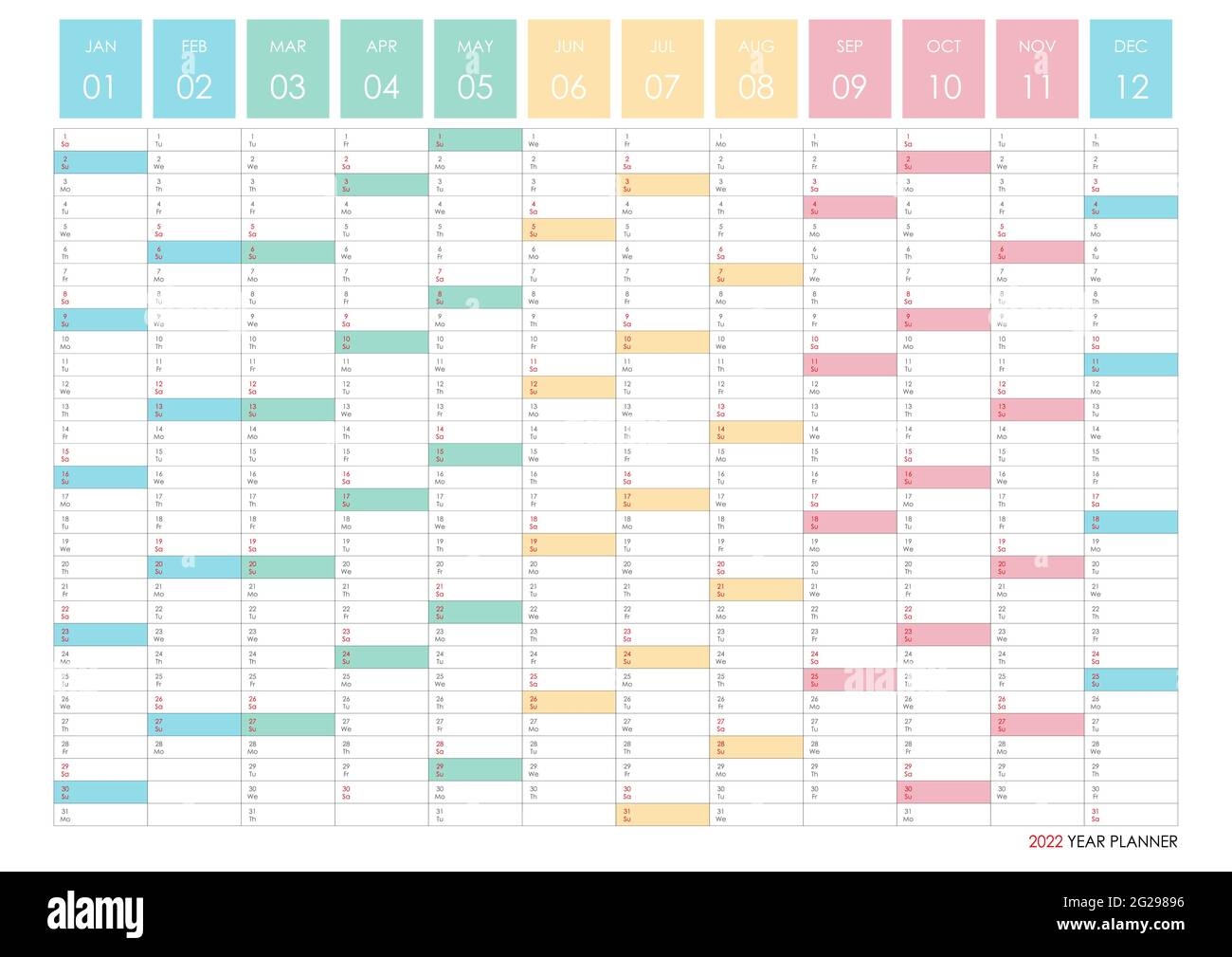 Planner Calendar For 2022 Wall Organizer Yearly Planner Template 