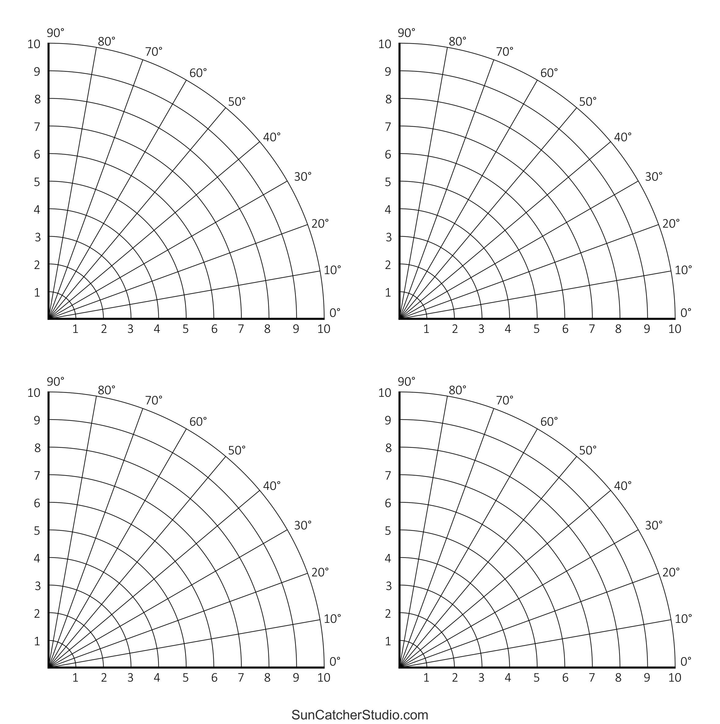 Polar Graph Paper Printable PDF With Radians And Degrees Free 