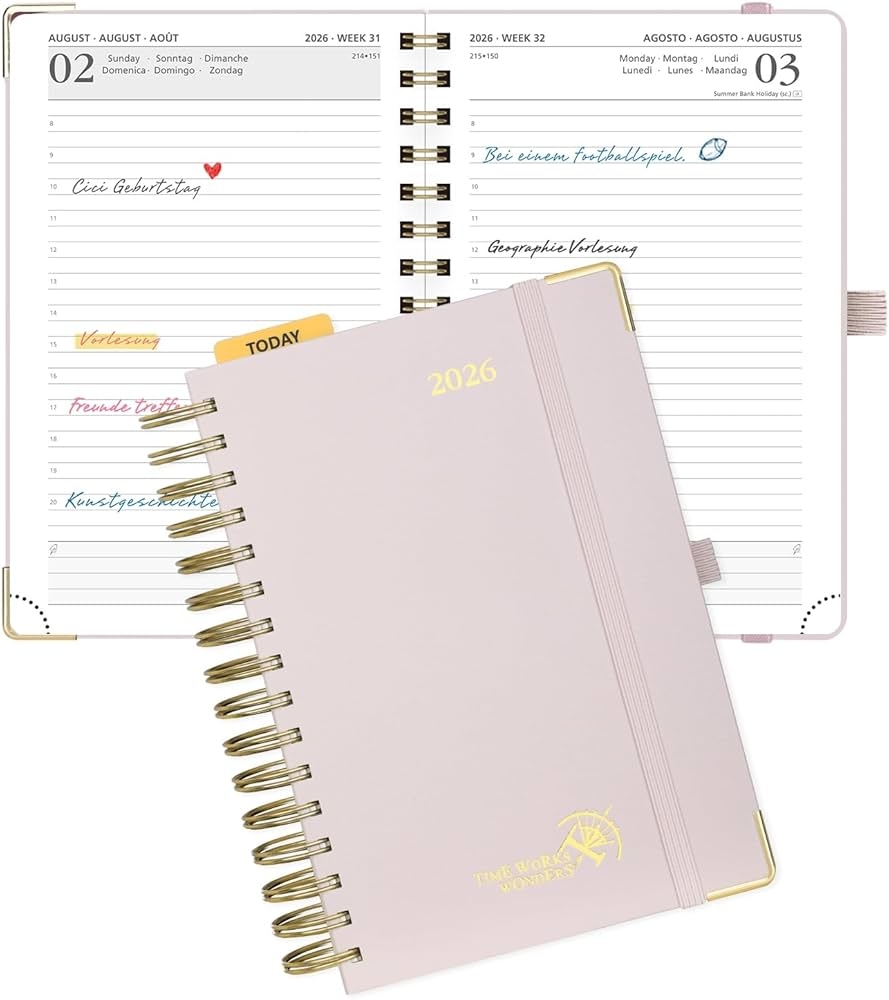POPRUN Calendar 2026 Daily Planner 21 5 X 14 5 Cm Daily Calendar A5 1 Day 1 Page Monday Sunday Diary Jan 2026 Dec 2026 Ring Binder With Hard 