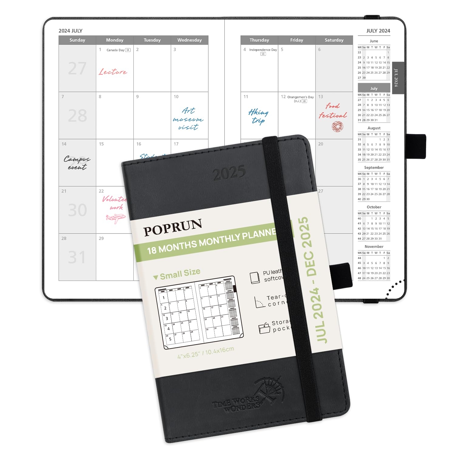POPRUN Monthly Planner 2024 2025 18 Month Calendar Book For 