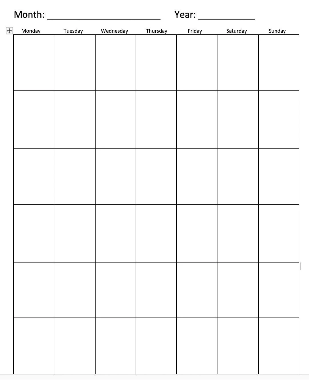 Portrait Monthly Calendar DOWNLOAD Etsy
