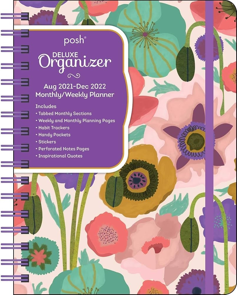 Posh Deluxe Organizer Painted Poppies 17 Month 2021 2022 