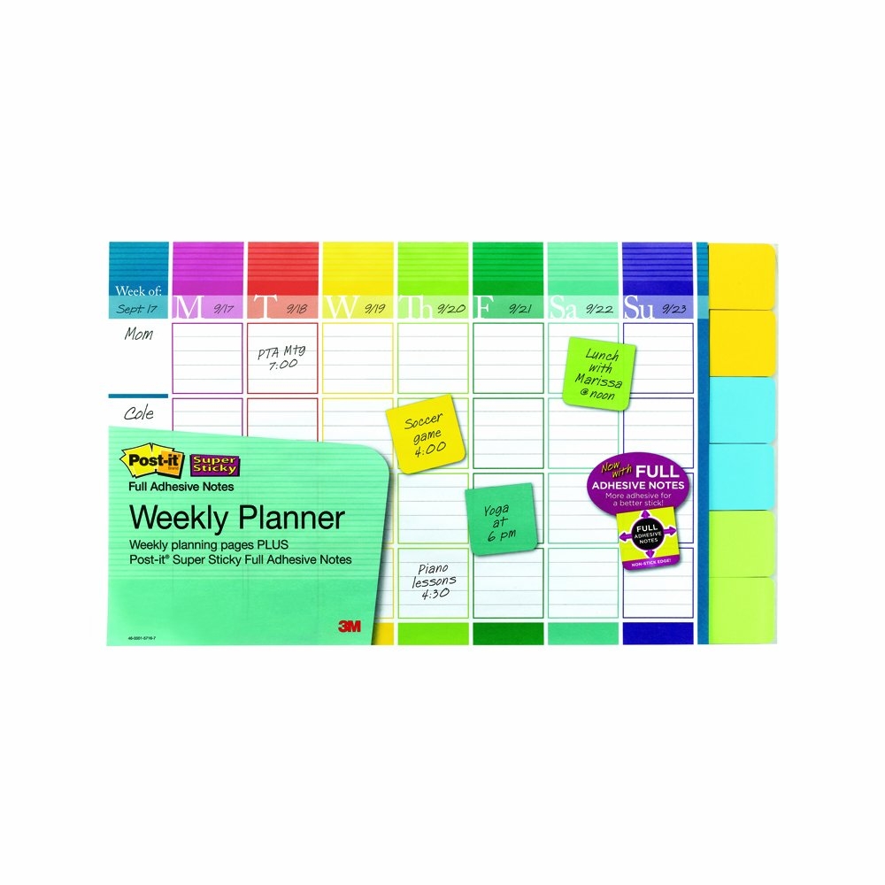Post it R Personal Organiser Set Incldues Weekly PLanner 26 Pages Super Sticky Notes Assorted Colours Amazon co uk Stationery amp Office 