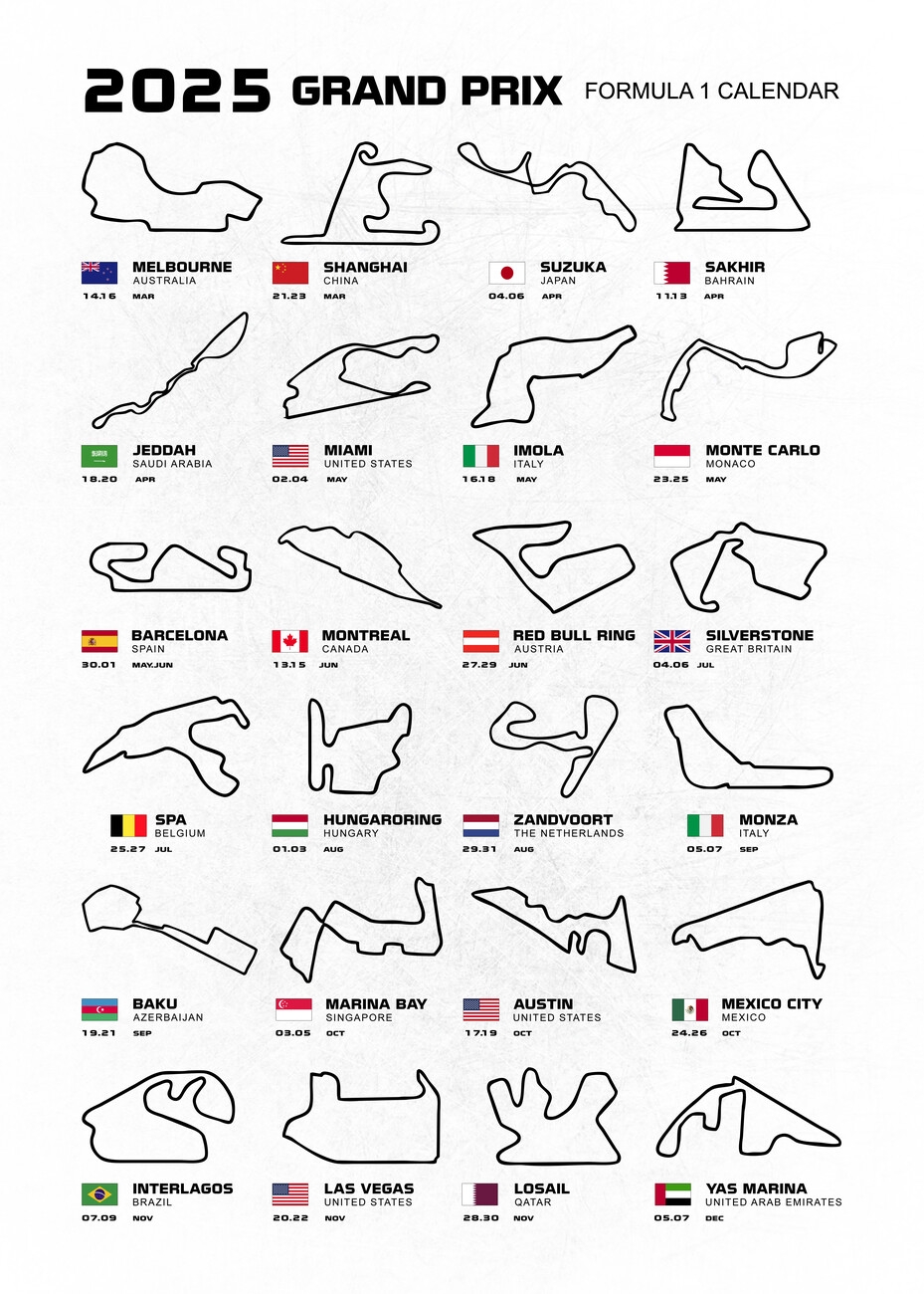 Printable Formula 1 Calendar