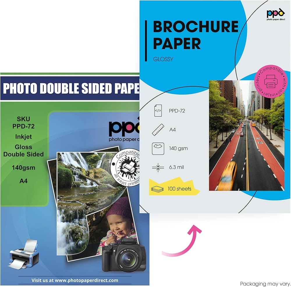 PPD 100 X A4 Inkjet Photo Paper Glossy 140 G Printable On Both Sides Ideal For Flyer PPD 72 100 Amazon de Stationery amp Office Supplies