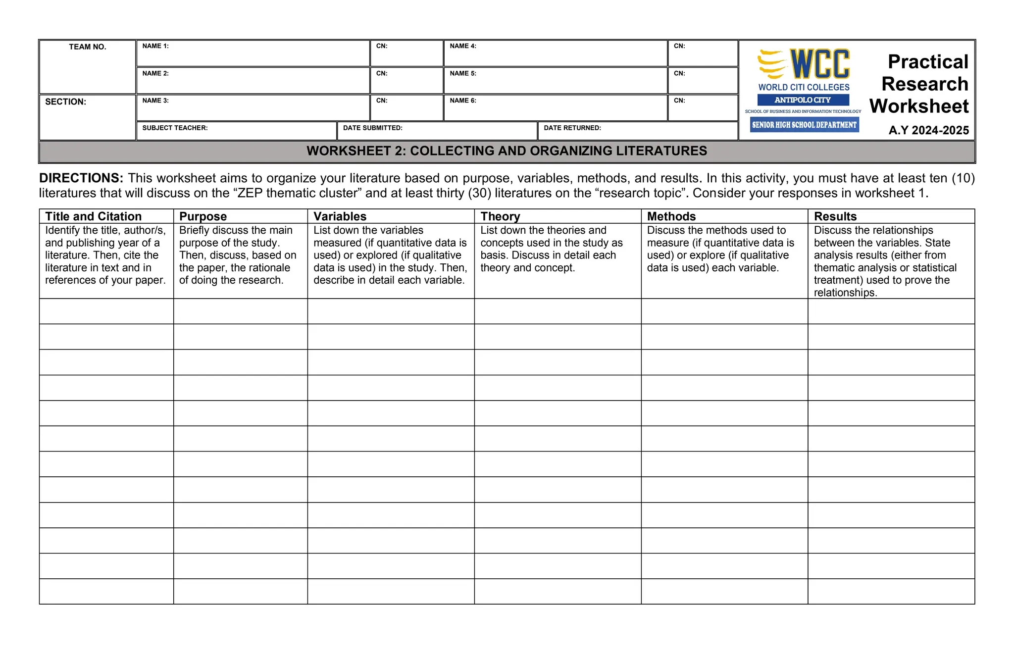 Research Paper Worksheets Pdf