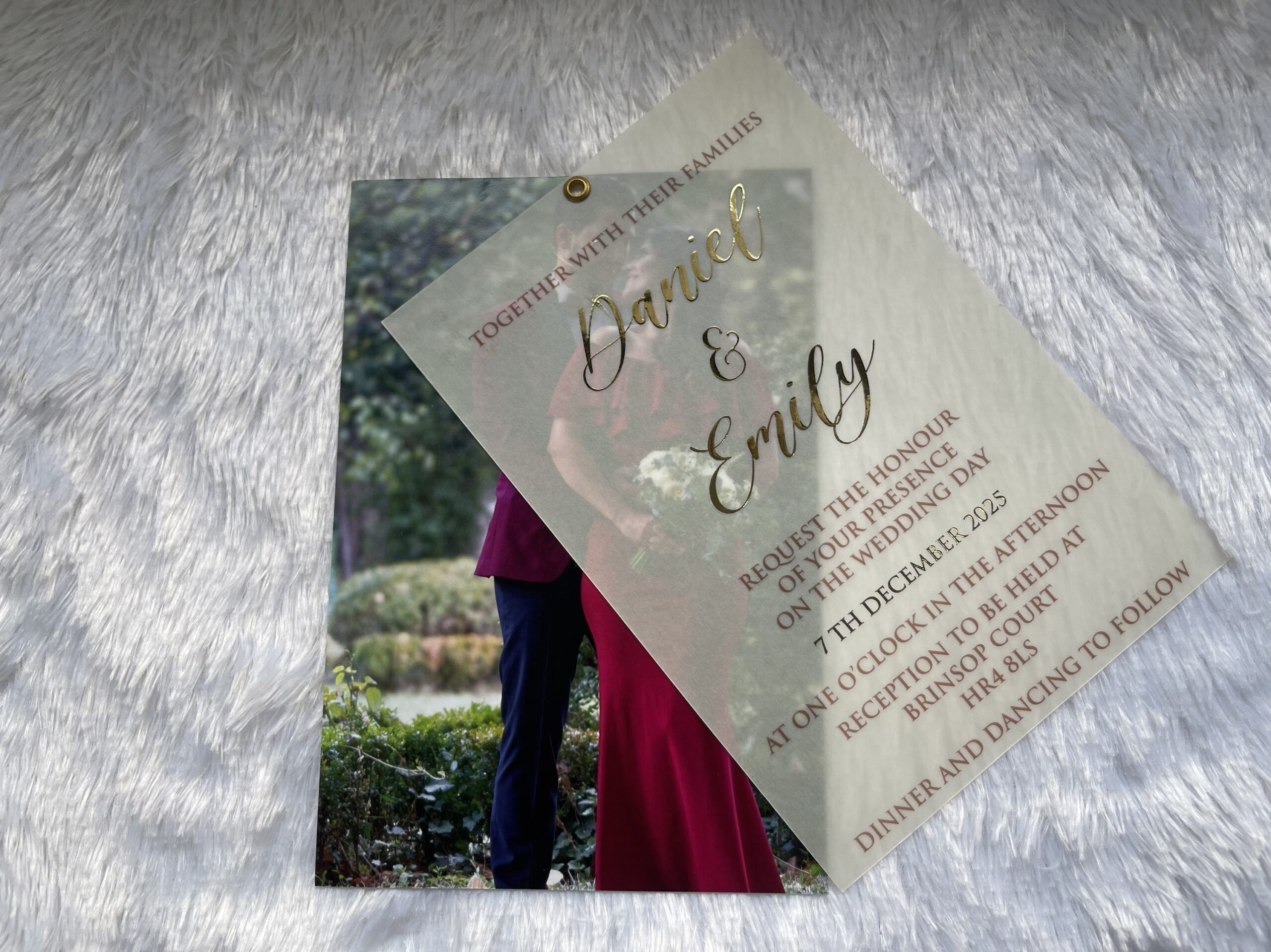 Premium Quality Single Invitation Card With Tracing Paper And A Cover 