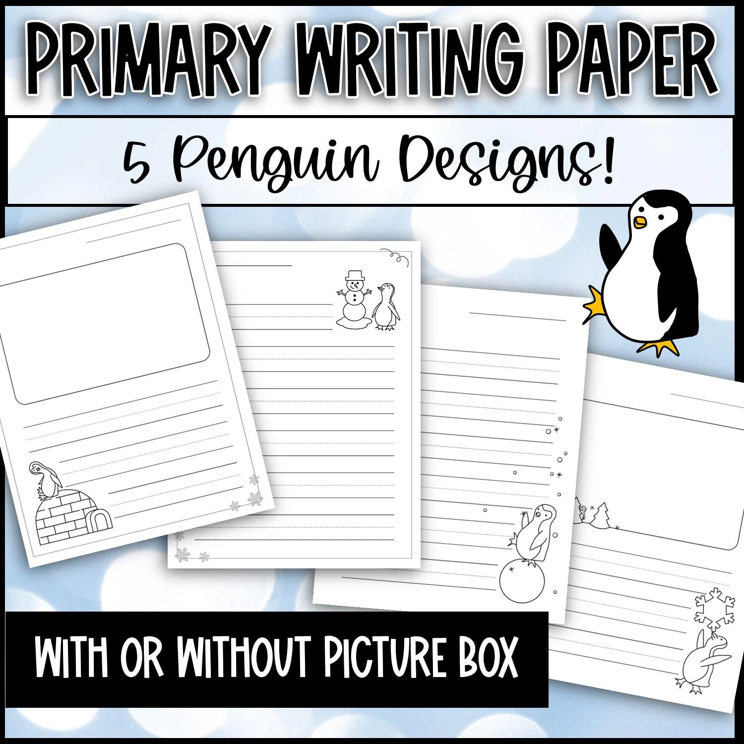 Primary Lined Writing Paper With Picture Box And Without Winter 