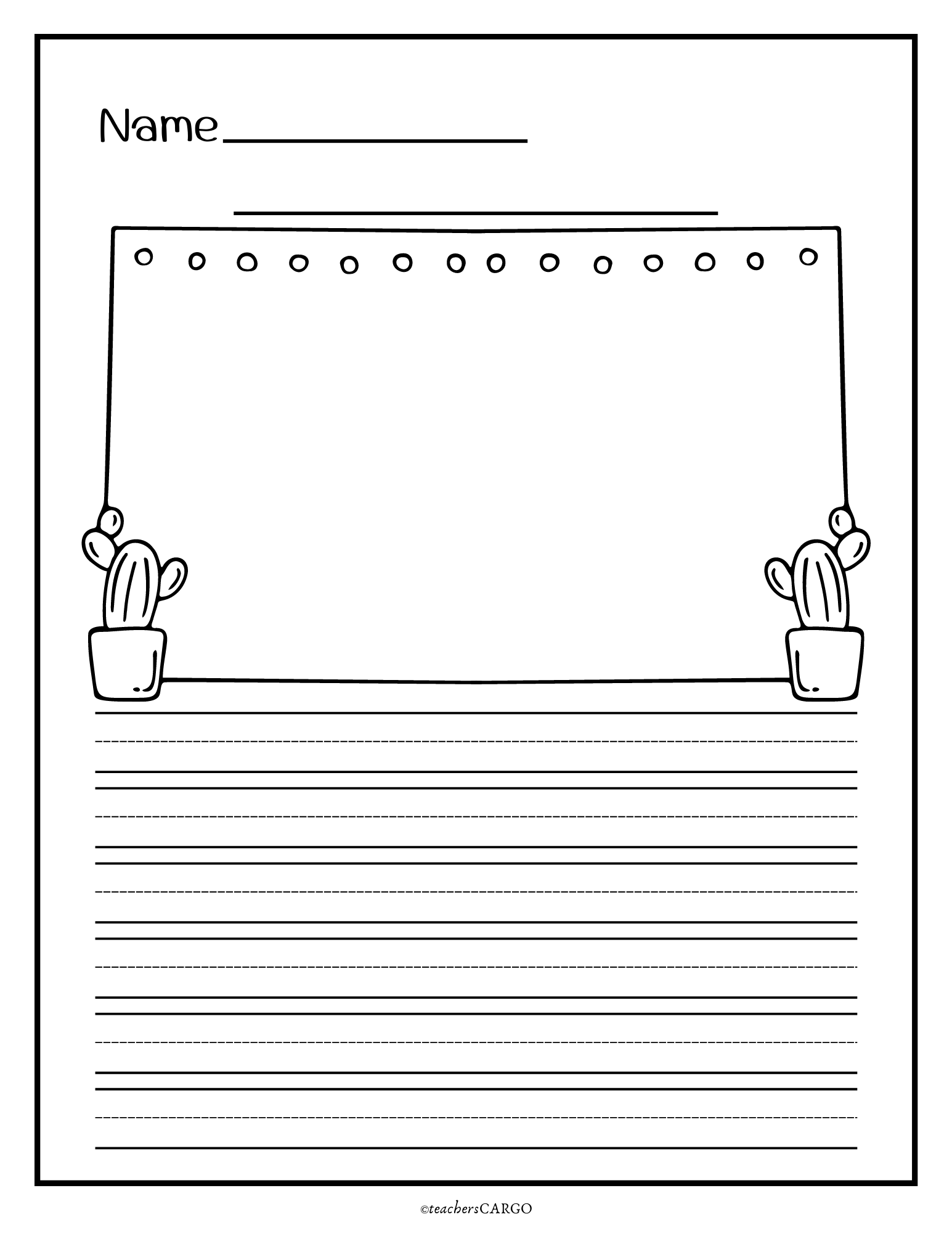 Primary Writing Paper With Picture Box Lined Writing Paper 