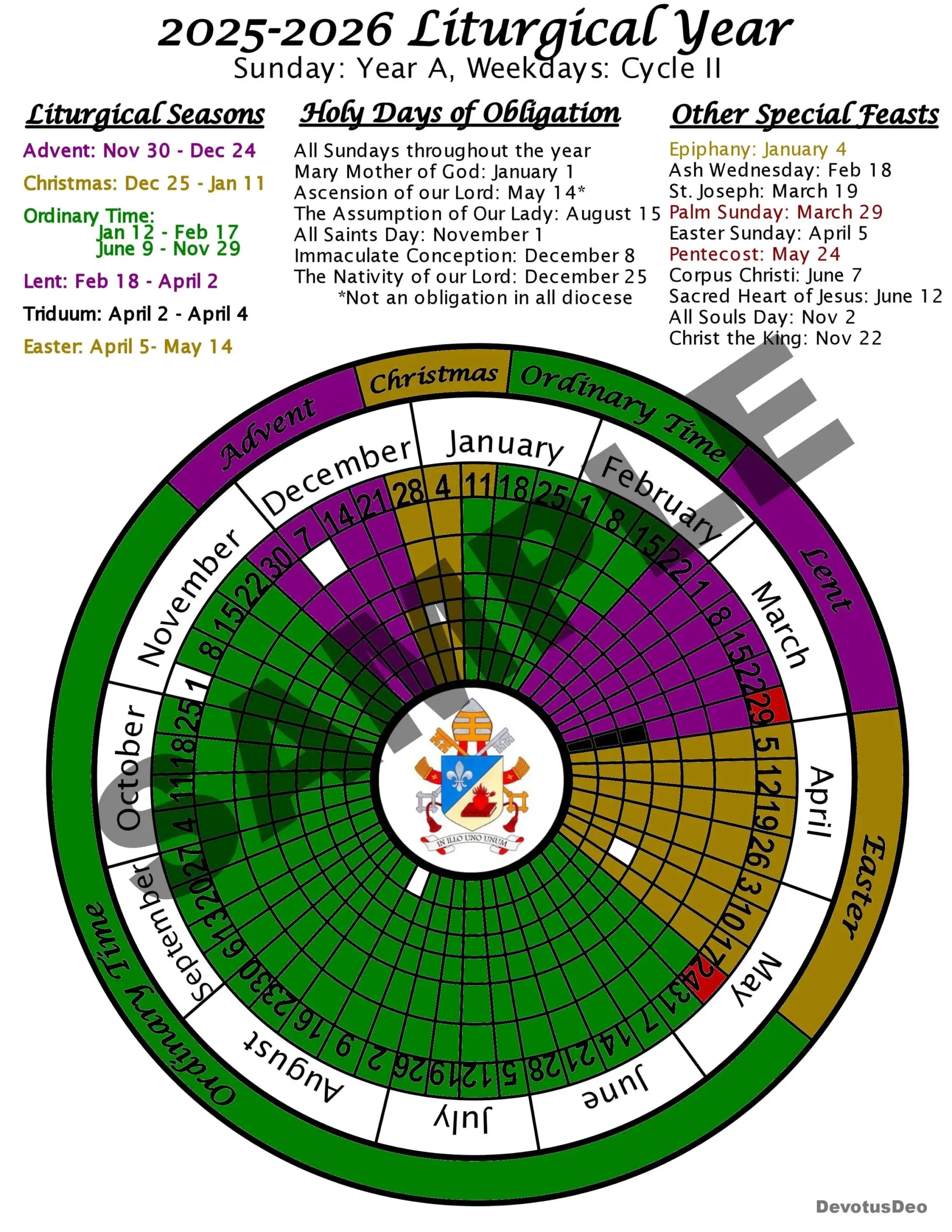 Printable 2026 Liturgical Calendar Downloadable Catholic 