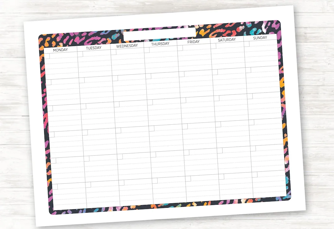 PRINTABLE Animal Print UNDATED Monthly Calendar With Lines 