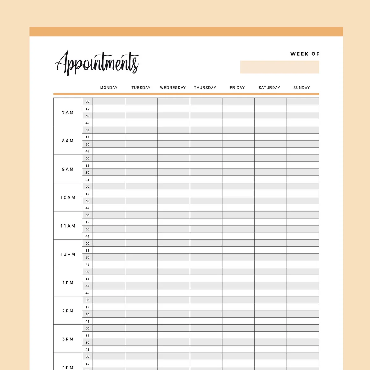 Printable Appointment Book Plan Print Land