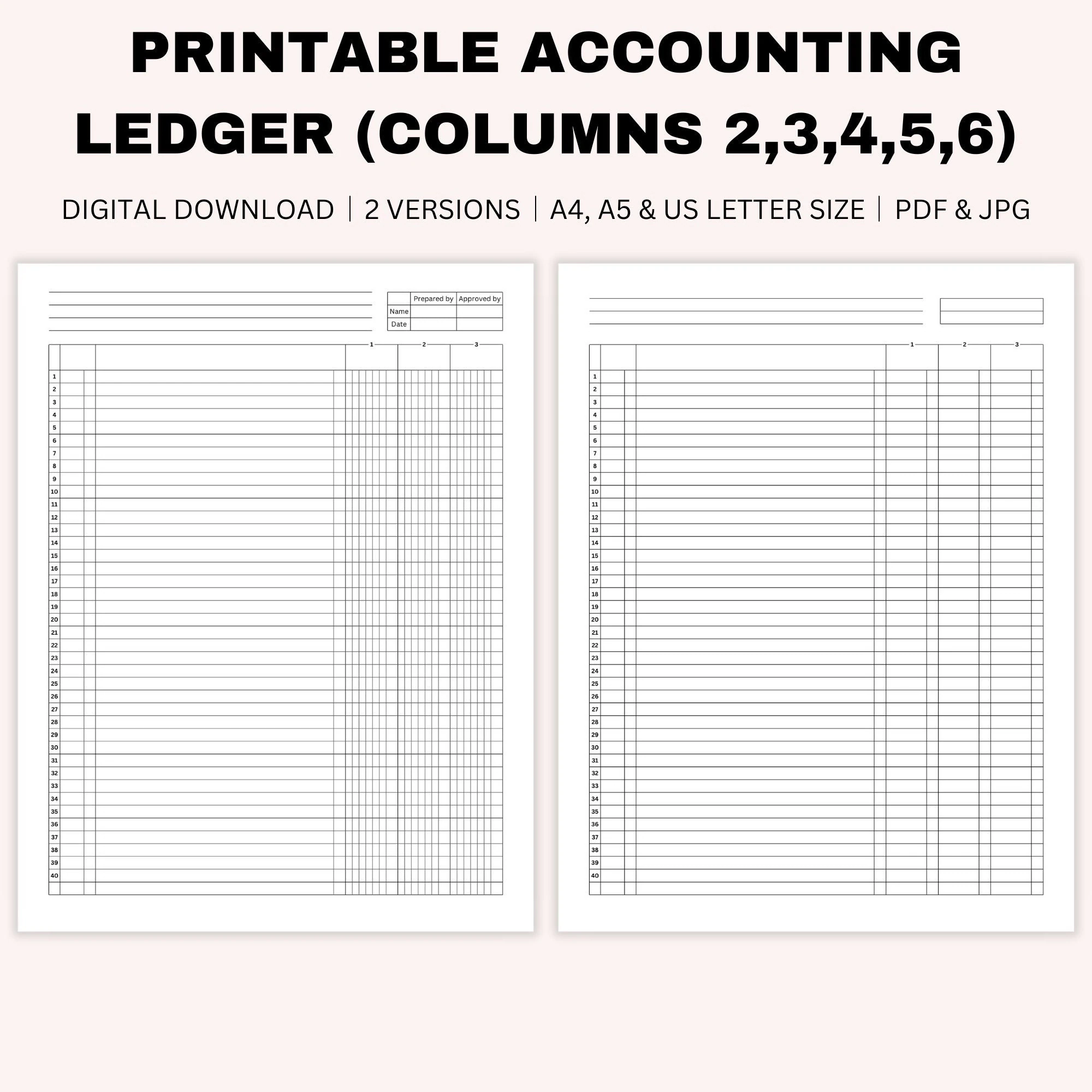 Printable Ledger Paper