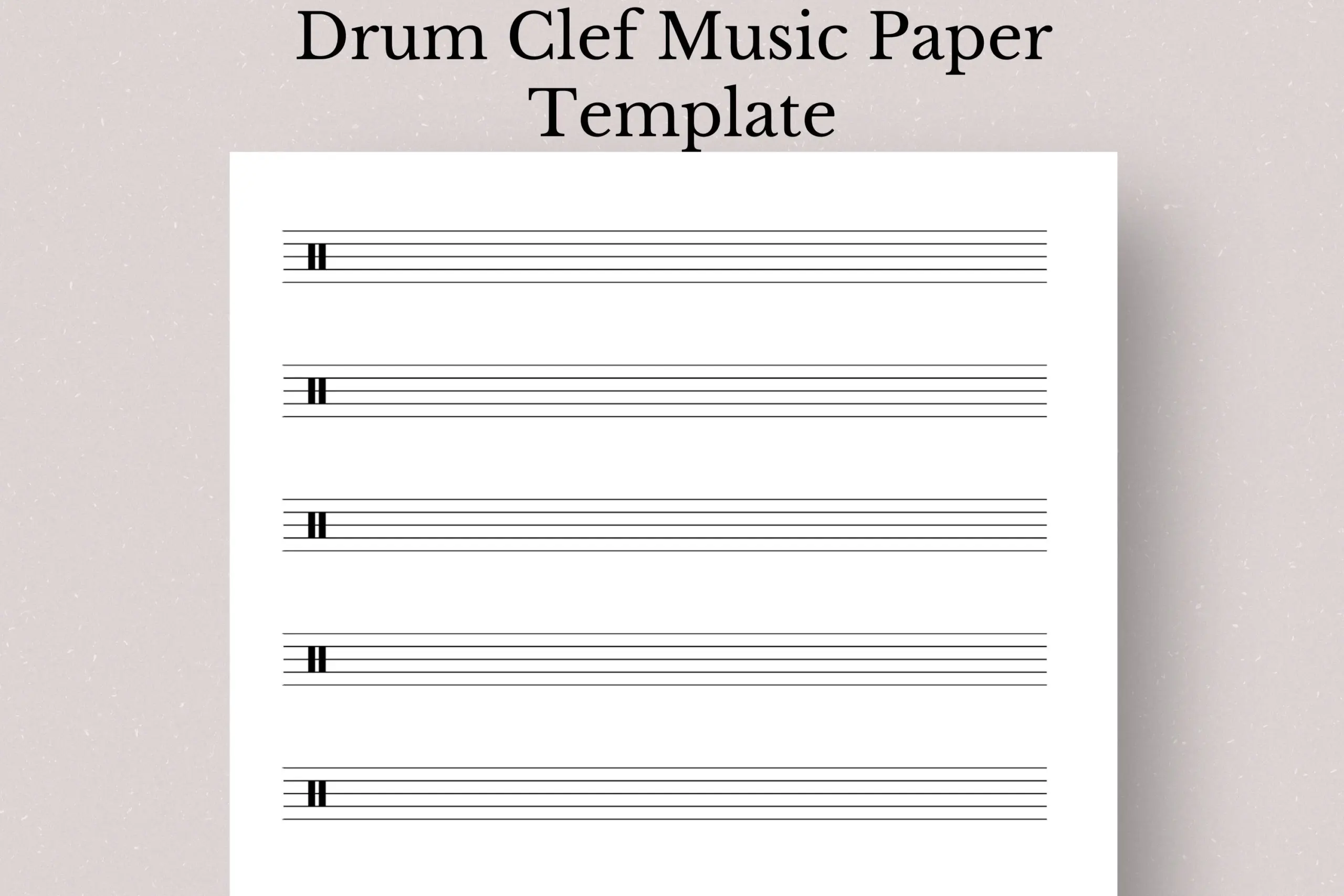 Printable Blank Drum Clef Sheet Music PDF File Etsy