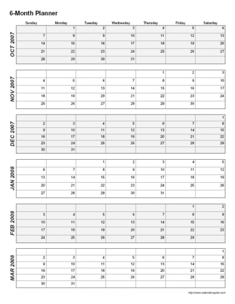 Printable Calendar 6 Months Per Page Printable Blank Calendar 