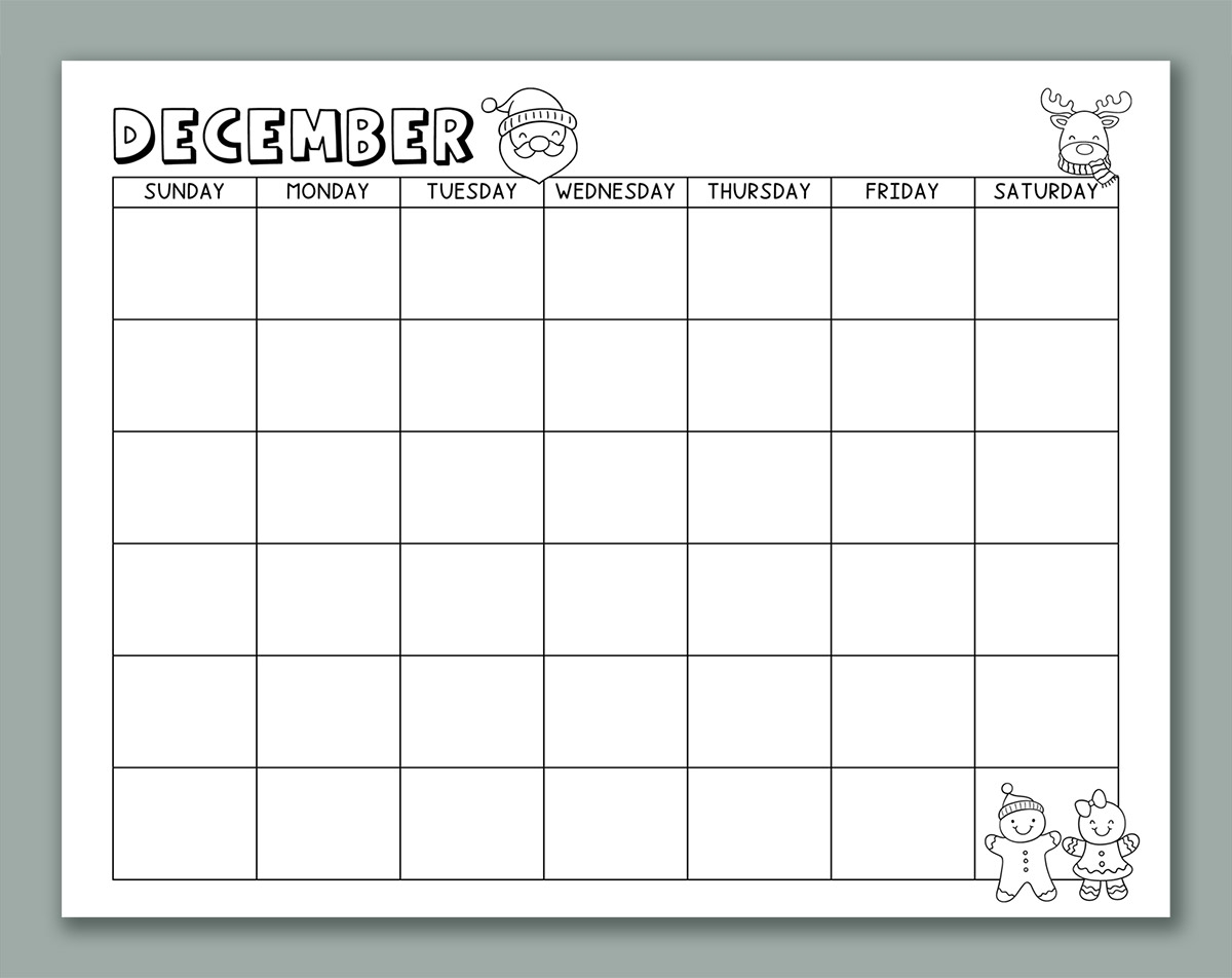 Printable Blank Calendar For Kids