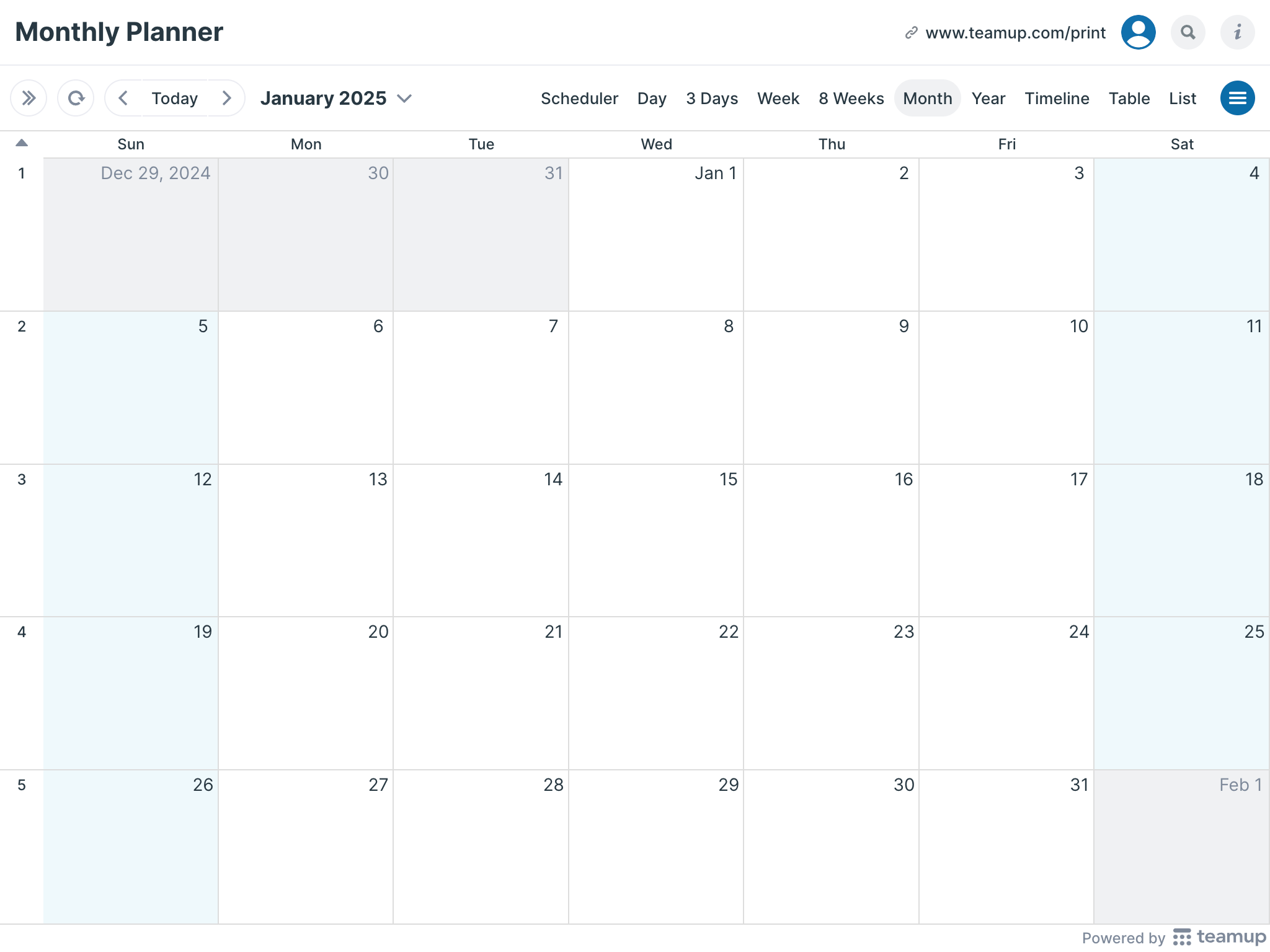 Planner Calendar Printable