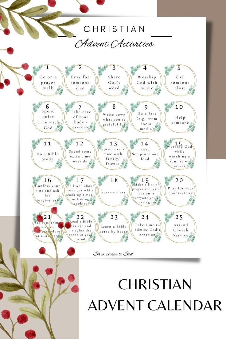 Printable Christian Advent Calendar Religious Countdown To 