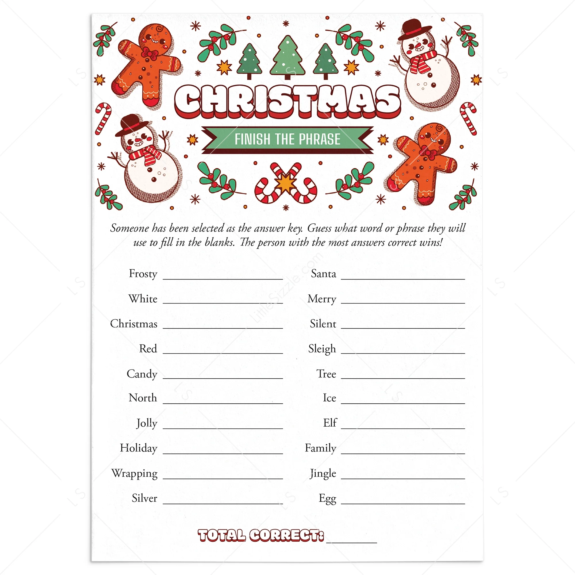 Free Christmas Paper Games Printables