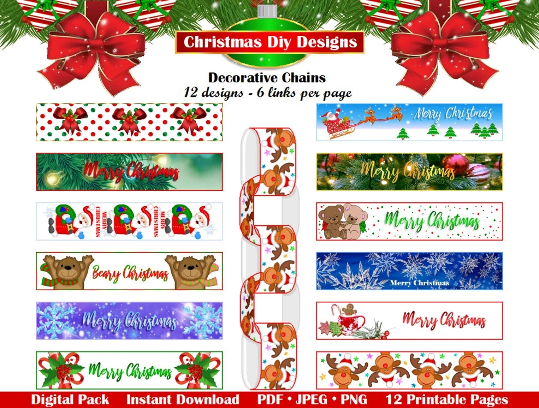 Printable Christmas Paper Chains Decorative Christmas Paper 