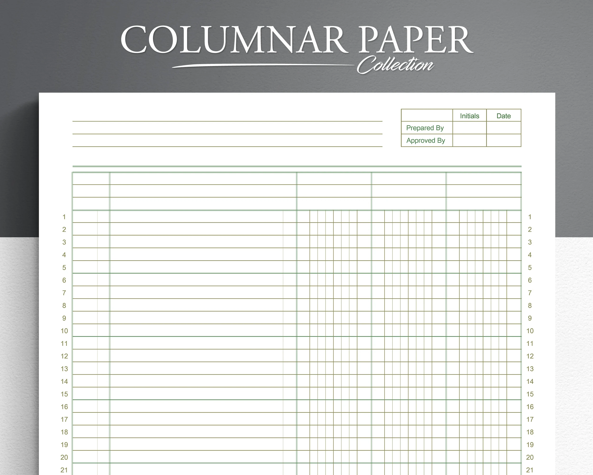 Printable Columnar Paper Accounting Ledger Digital Ledger Paper 